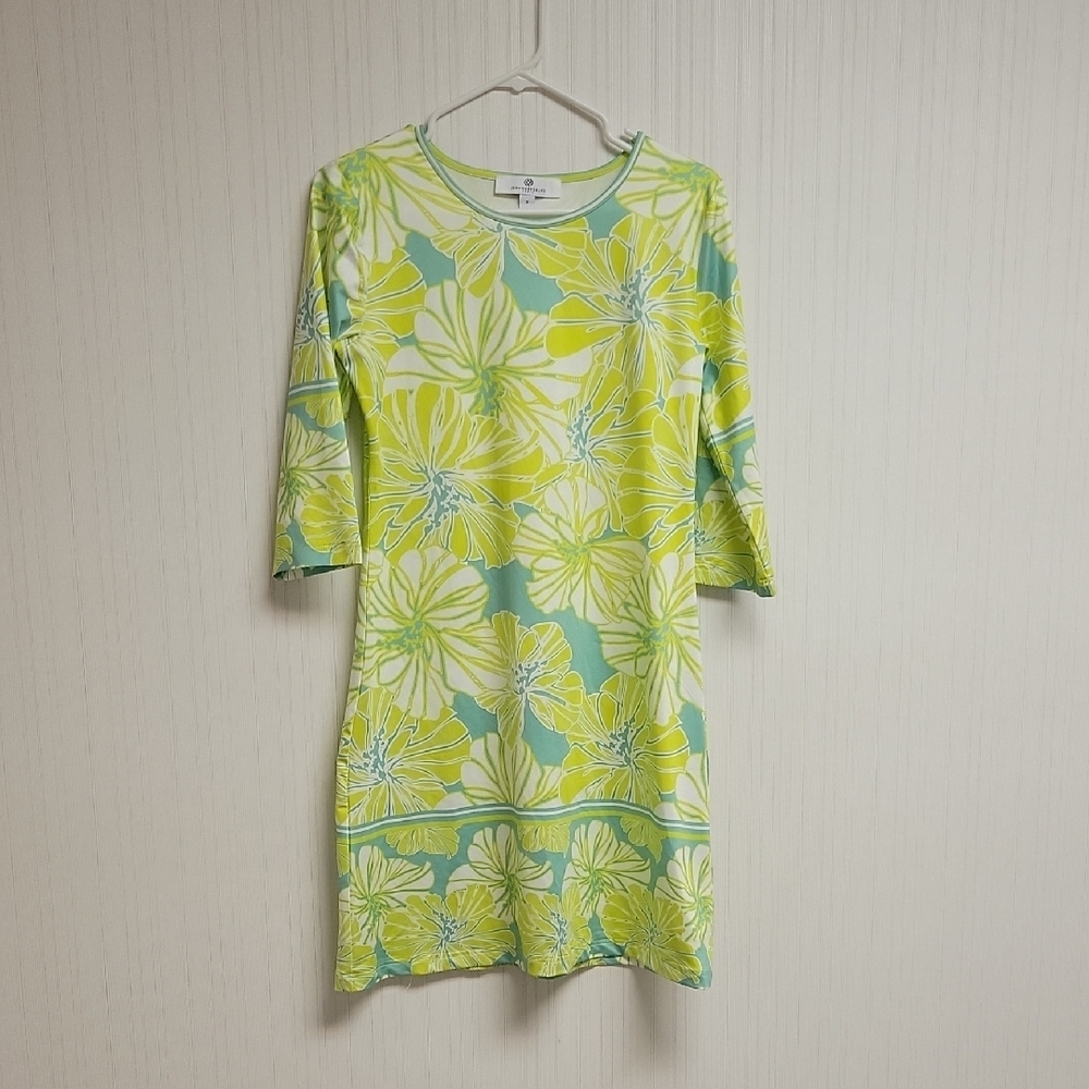 Jean-Pierre Klifa Paris Floral Green and Yellow Dress, Womens Sz Small